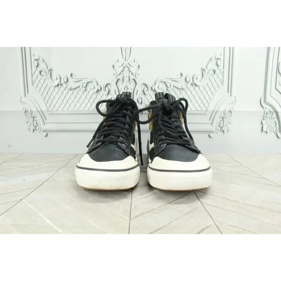 Vans Old Skool Black Leather Lace Up High Top Sneaker Shoes Size 7 - Picture 4 of 8